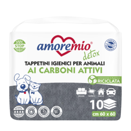 AMOREMIO TAPETES HIGIÉNICOS CARVÃO ATIVADO 60x60CM – 10 UN.